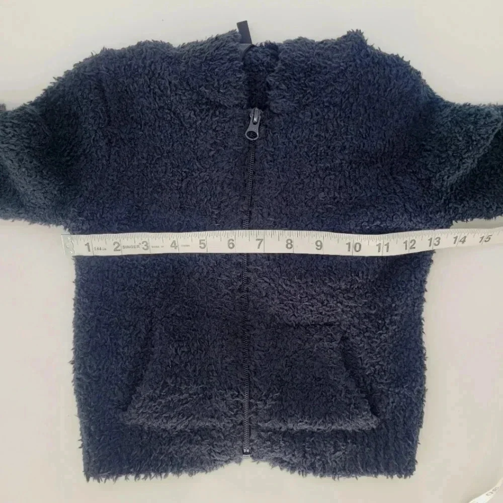 NWT Skims fuzzy Kids Cozy Full Zip Hoodie Jacket in Onyx Unisex Kids Sz 2T/3T